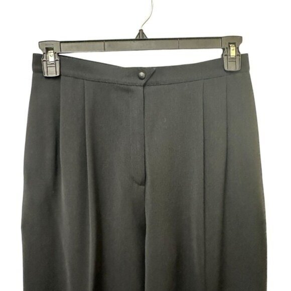 Vtg Mugler Womens 46? Dress Pants Wide Leg Cuffed Pleated Trousers France Black - Picture 3 of 8